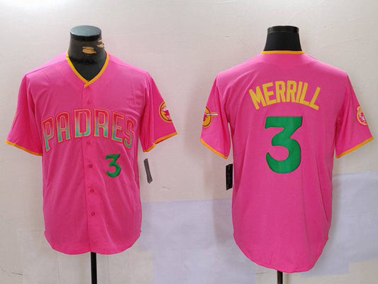 S.Diego Padres #3 Jackson Merrill Pink Player Number product image 1