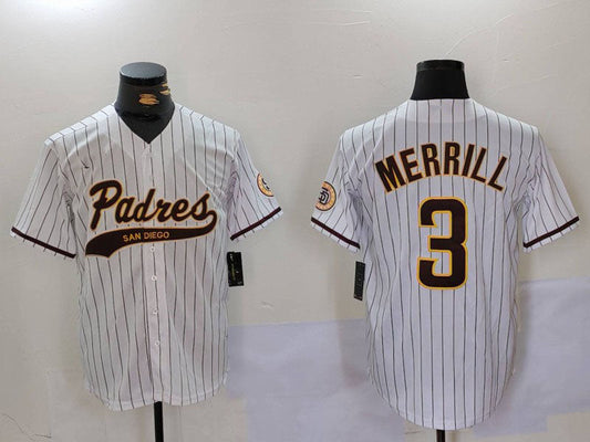 S.Diego Padres #3 Jackson Merrill White Player Jersey Cool product image 1