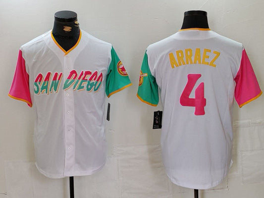 S.Diego Padres #4 Luis Arraez White Player Game Jersey product image 1