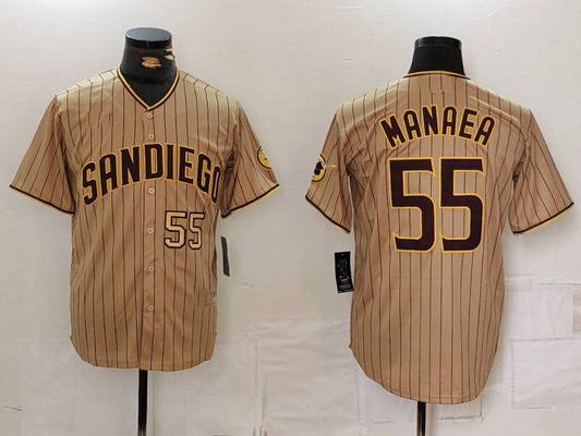 S.Diego Padres #55 Sean Manaea Khaki Cool Base Stitched product image 1