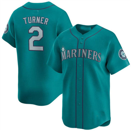 S.Mariners #2 Justin Turner Player Aqua Game Jersey Limited product image 1