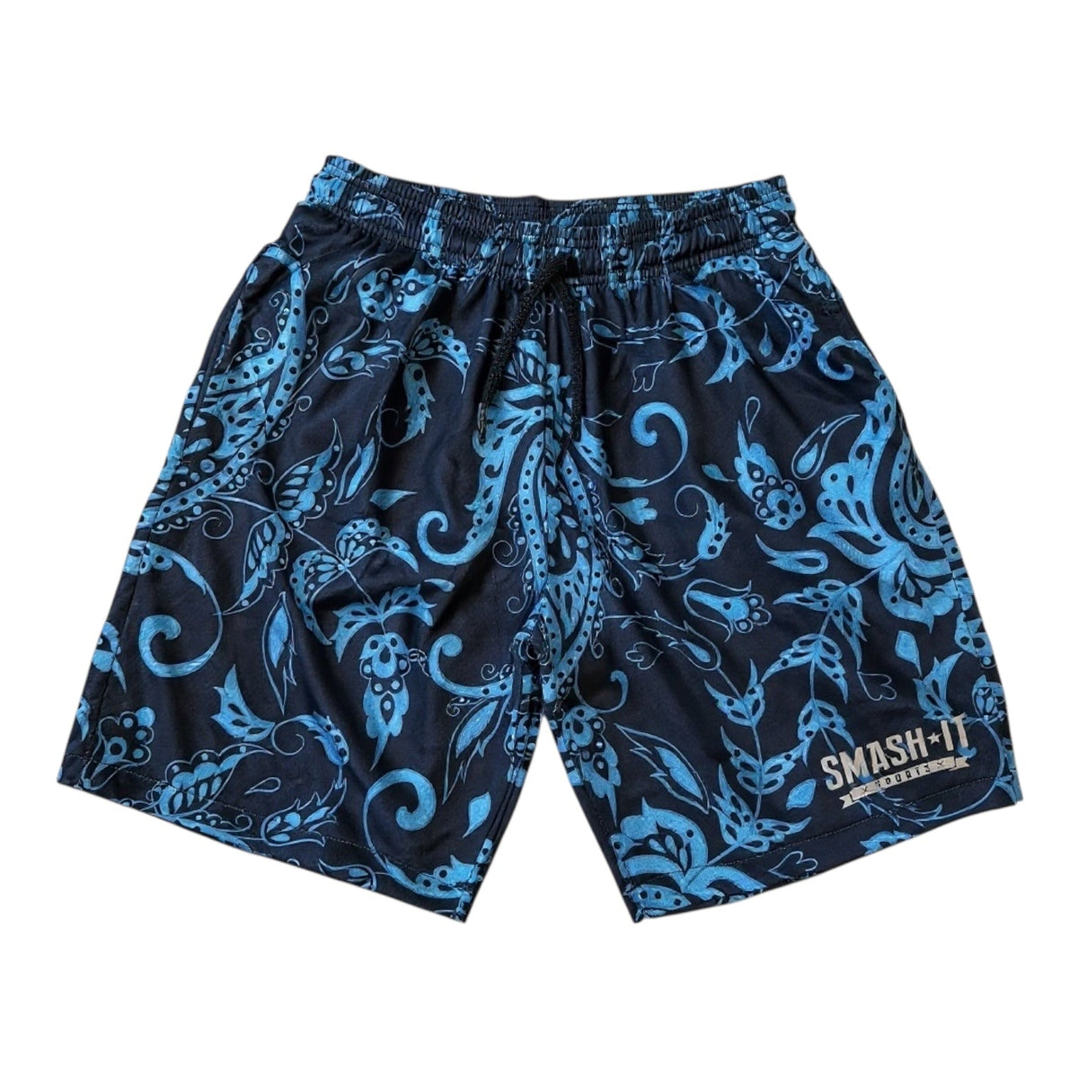Smash It Sports Mesh Shorts - Paisley Navy/Carolina product image 1, provided for visual reference and product detail review