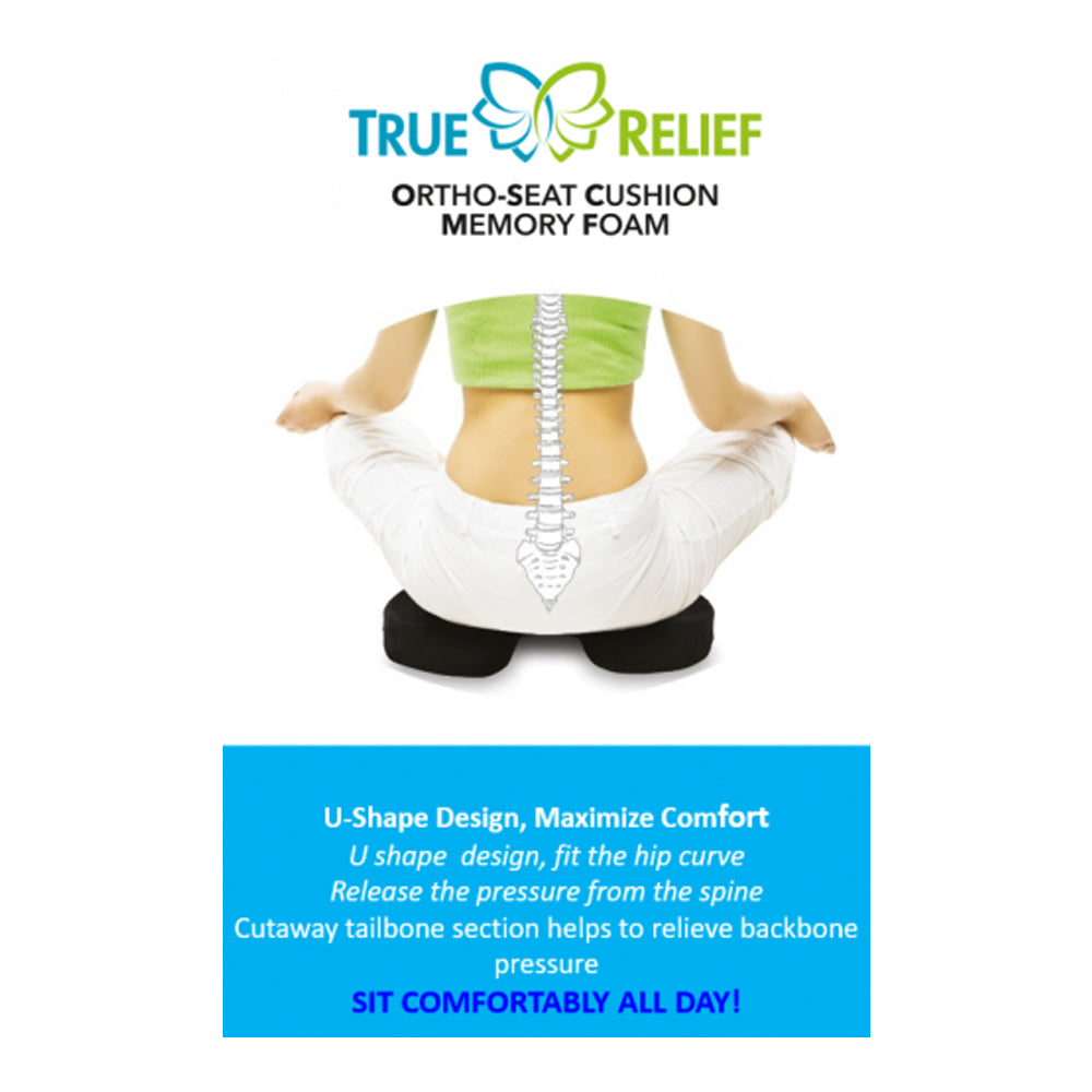 TRUE RELIEF Memory Foam Ortho Seat Cushion - Royal Blue