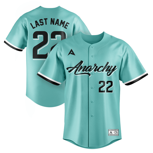 Anarchy Short Sleeve Full Button Jersey (Customized Buy-In) - Mint/Black product image 1, provided for visual reference and