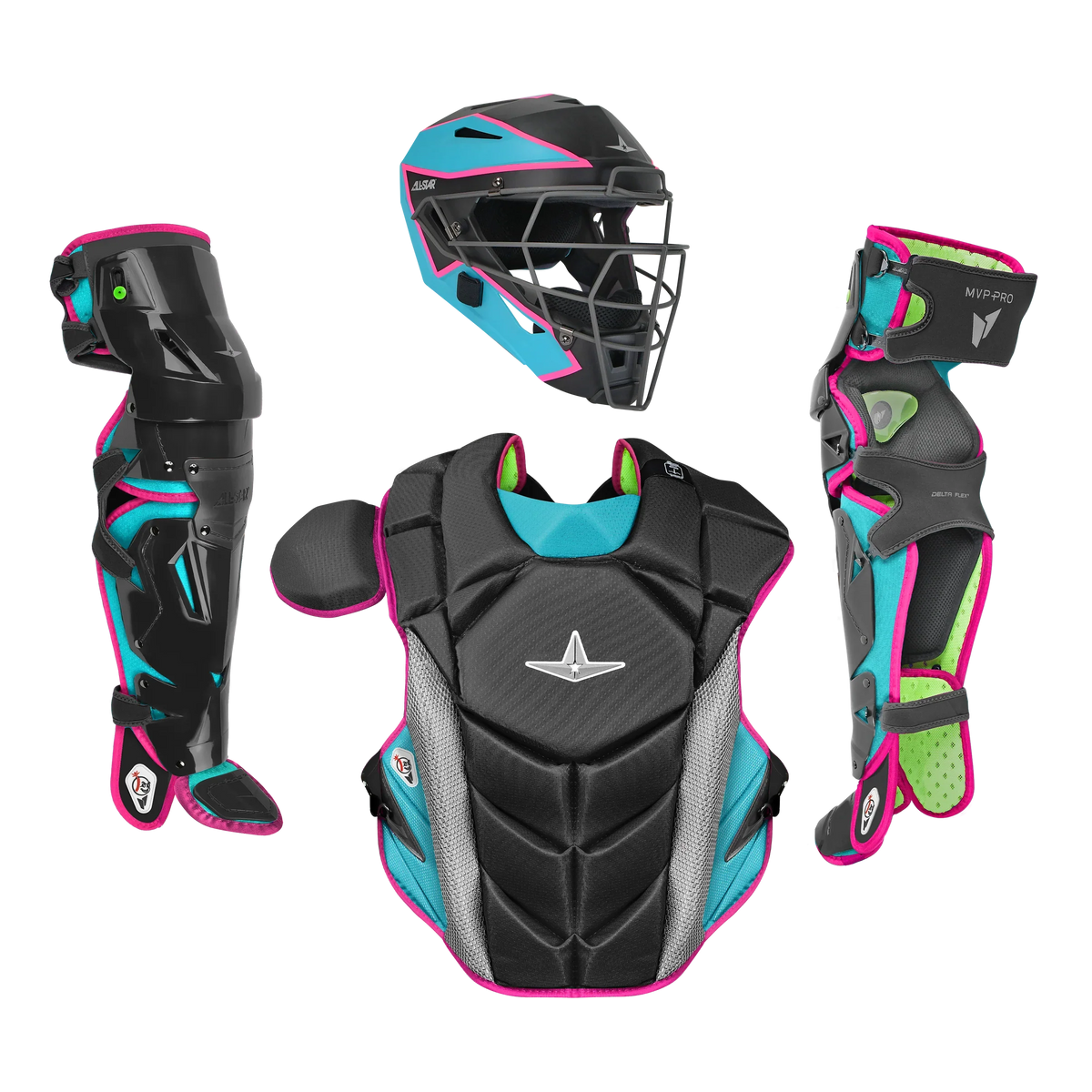 All-Star MVP-Pro Short Fuse Series Catchers Set - Miami Nights (Adult/Intermediate/Youth) product image 1, provided for