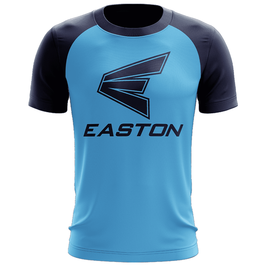 Easton EVO-Tech Short Sleeve Shirt - Carolina/Navy Flying E Logo product image 1, provided for visual reference and product