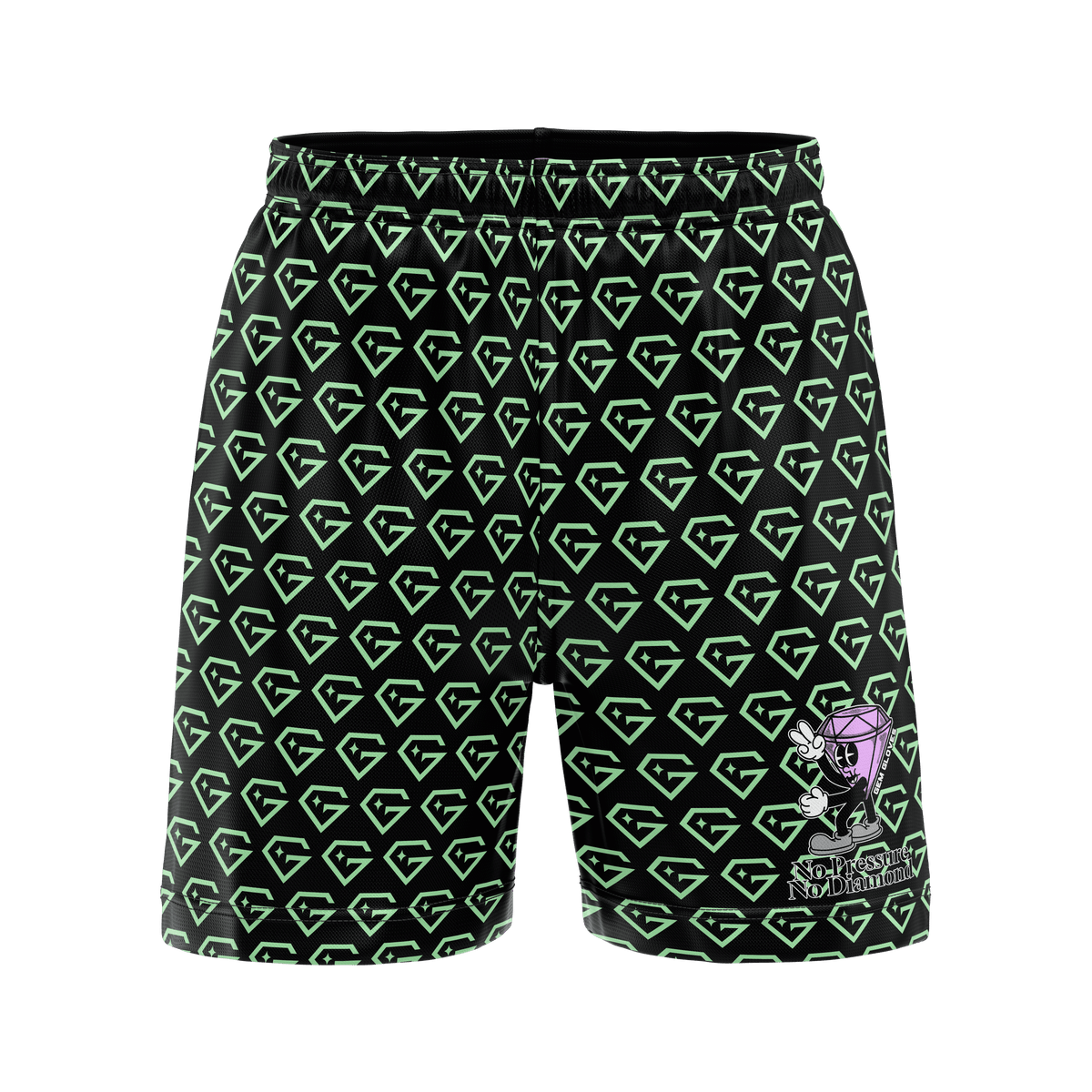 Gem Gloves Mesh Shorts - Diamond Drip - Black/Mint product image 6, provided for visual reference and product detail review