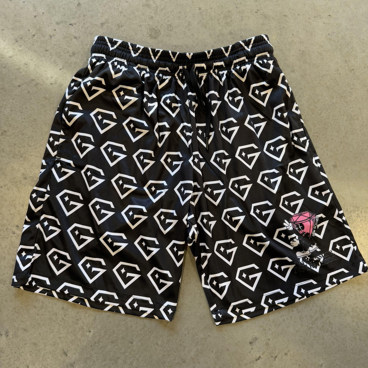 Gem Gloves Mesh Shorts - Diamond Drip - Black/White product image 2, provided for visual reference and product detail review