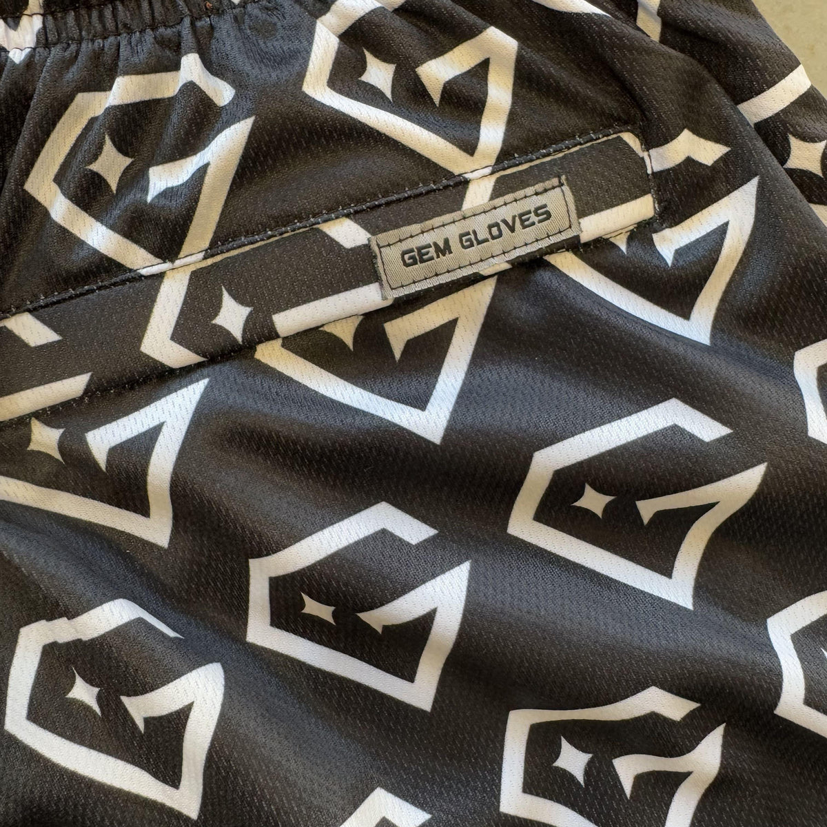 Gem Gloves Mesh Shorts - Diamond Drip - Black/White product image 5, provided for visual reference and product detail review