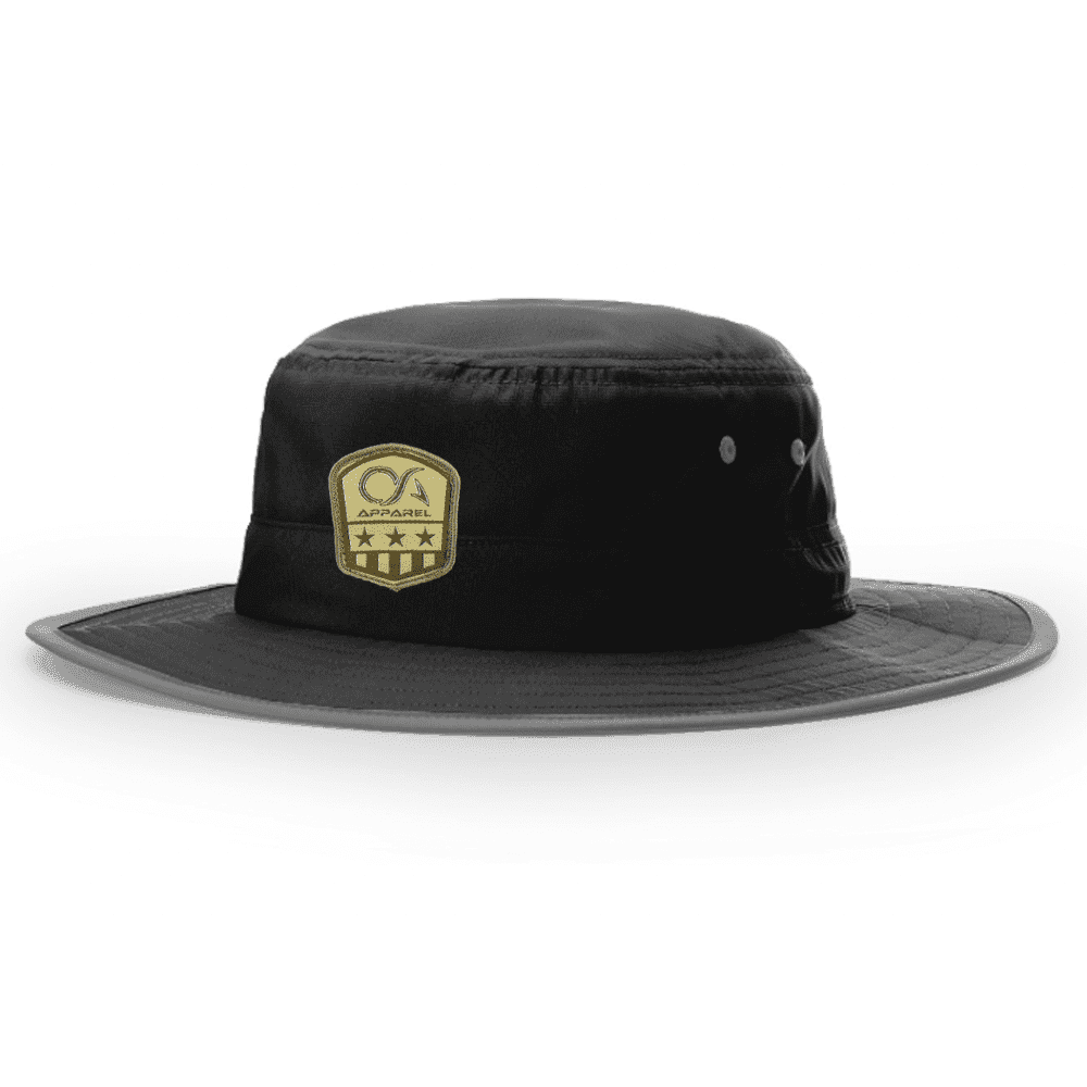 OA Apparel Bucket Hat Black with Army Patch product image 1, provided for visual reference and product detail review