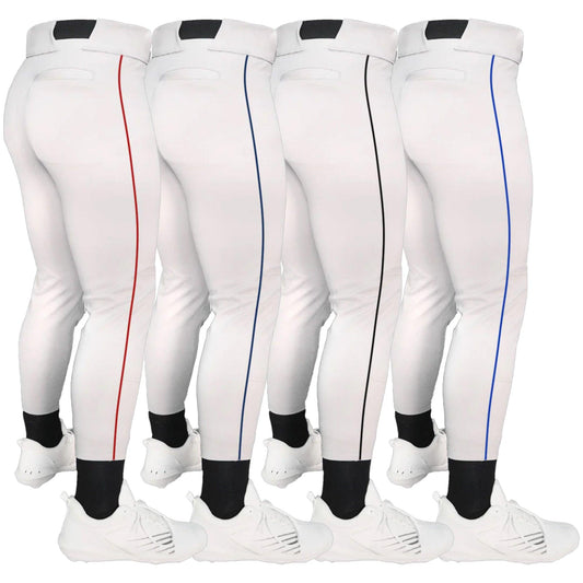 Original Dirty Mids - Piped Collection Baseball Pants (White) product image 1, provided for visual reference and product