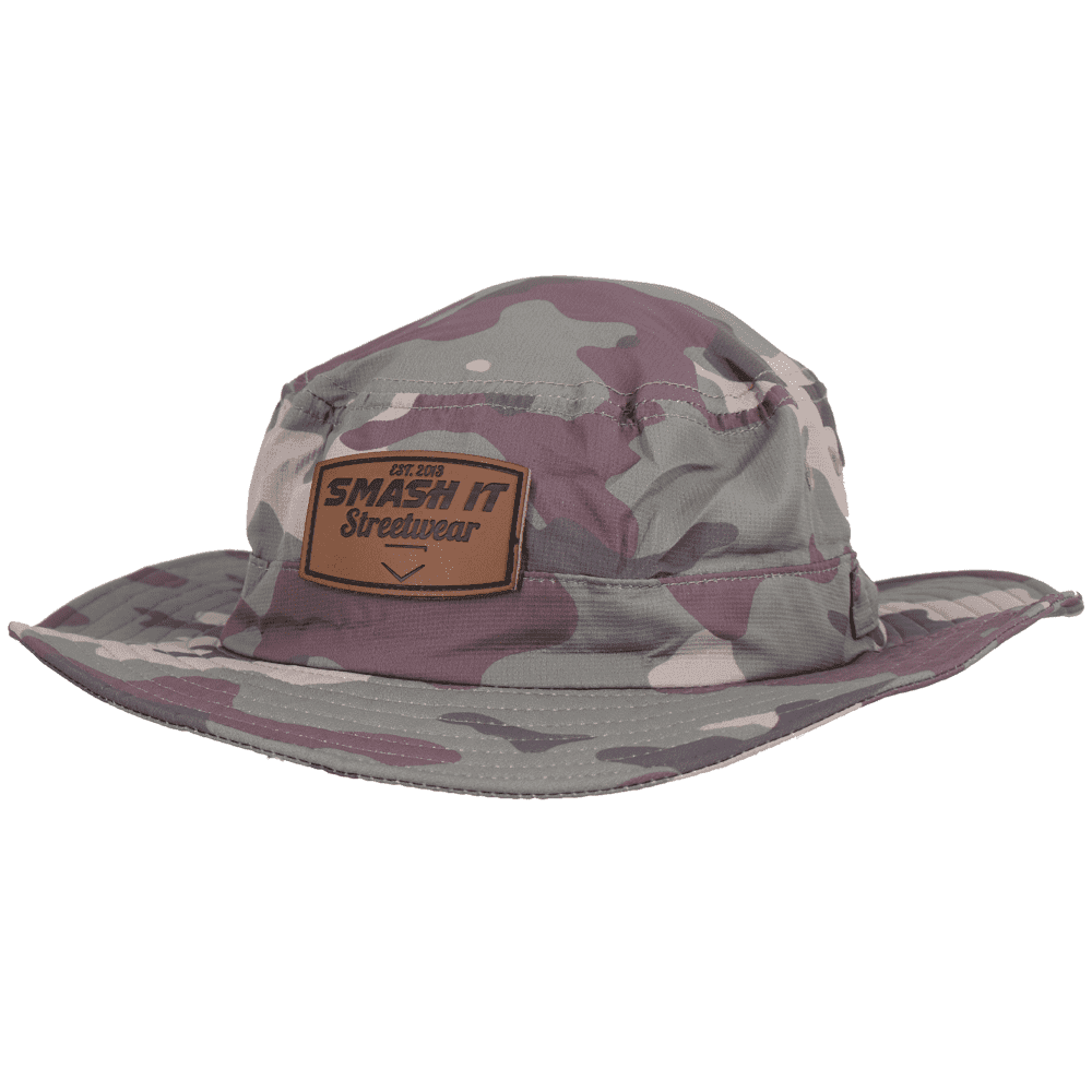 Smash It Sports Bucket Hat Camo with Leather Patch product image 1, provided for visual reference and product detail review