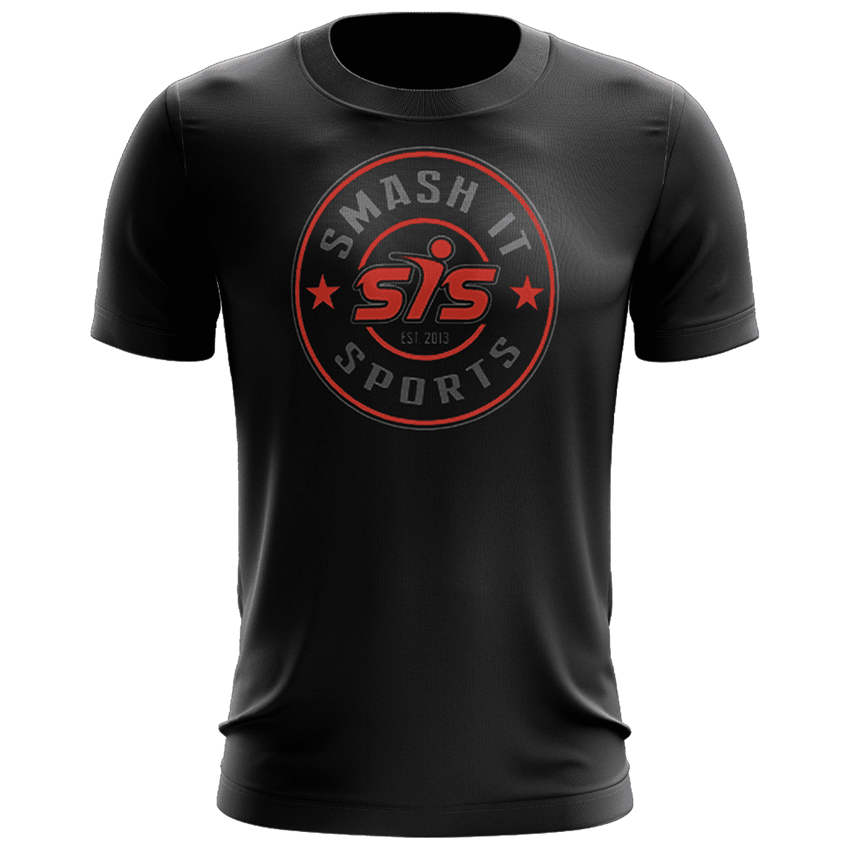 Smash It Sports EVO-Tech Short Sleeve Shirt - Black Red/Charcoal Circle Logo product image 1, provided for visual reference