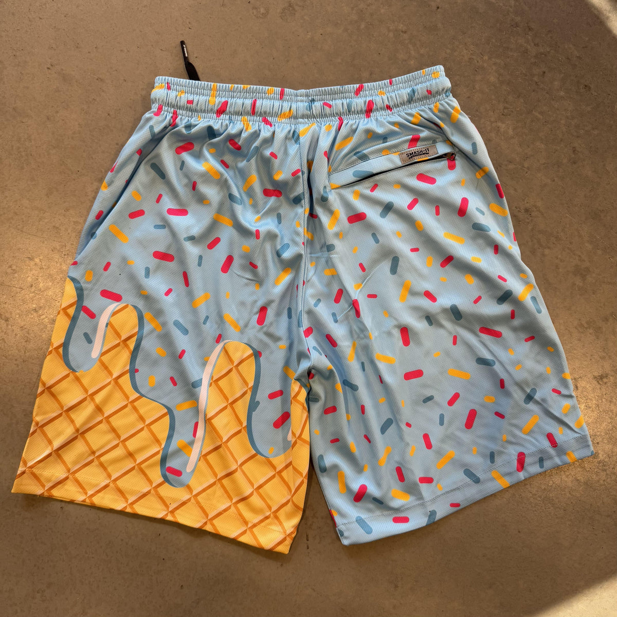 Smash It Sports Mesh Shorts - Ice Cream Drip Blue product image 5, provided for visual reference and product detail review