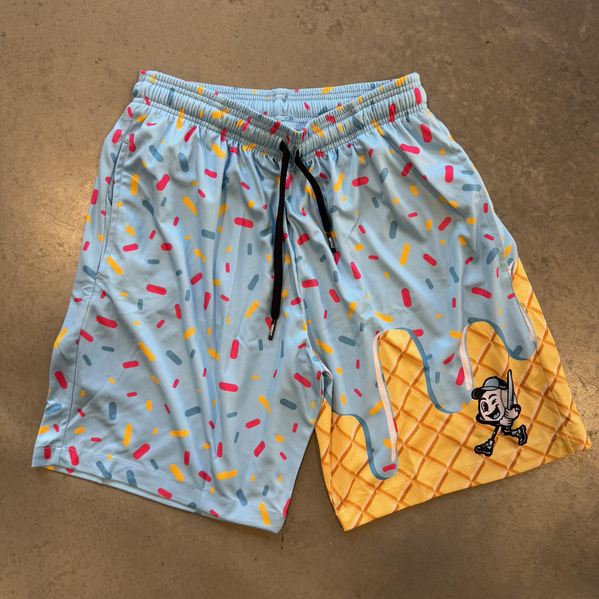 Smash It Sports Mesh Shorts - Ice Cream Drip Blue product image 2, provided for visual reference and product detail review