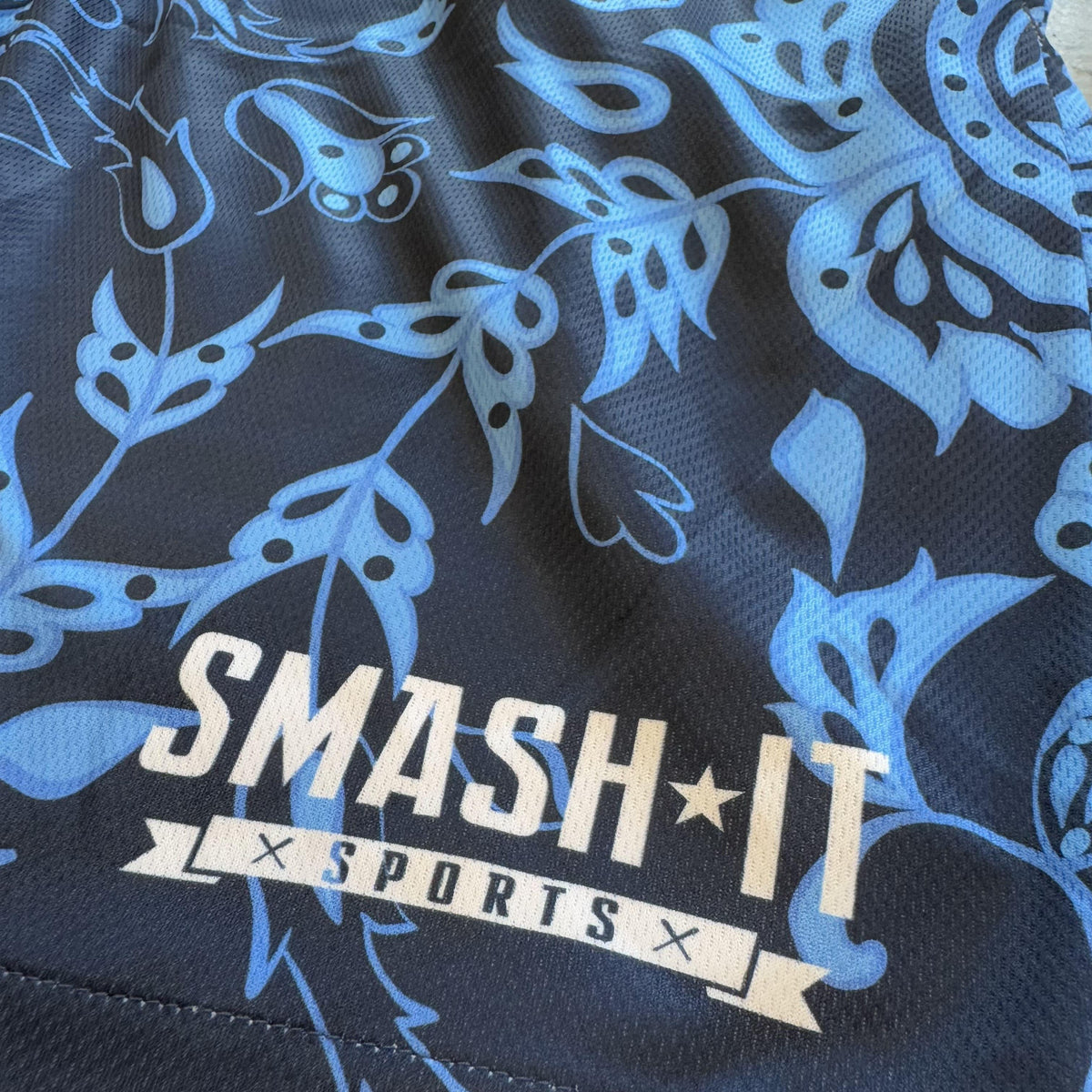 Smash It Sports Mesh Shorts - Paisley Navy/Carolina product image 3, provided for visual reference and product detail review