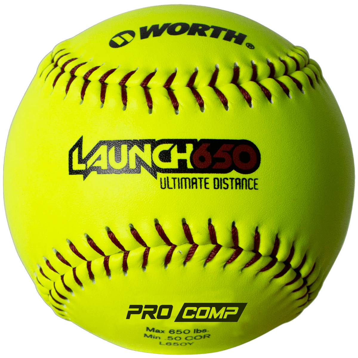Worth Launch 650 Ultimate Distance 50/650 12" Slowpitch Softballs - L650Y product image 1, provided for visual reference and