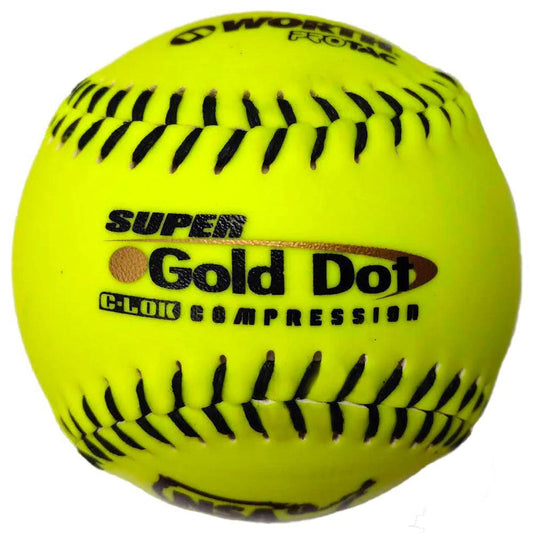 Worth Super Gold Dot 44/400 NSA 12" Slowpitch Softballs - NI12CY product image 1, provided for visual reference and product