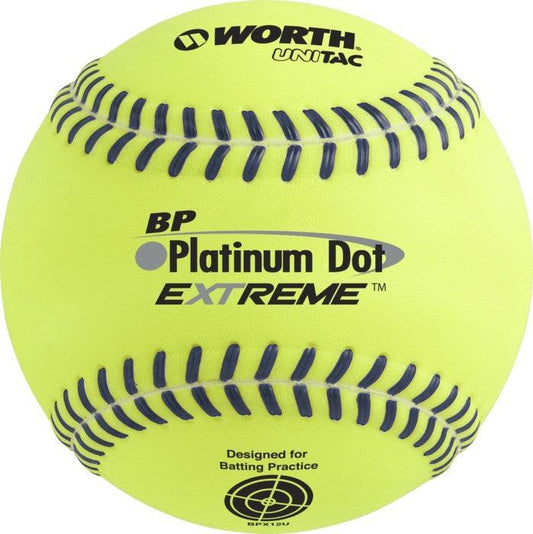 Worth Super Platinum Dot Extreme Batting Practice Softballs BPX12U product image 1, provided for visual reference and